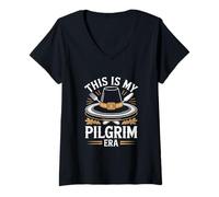 Mujer Esta es mi era de peregrinos Acción de Gracias Camiseta Cuello V