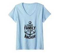 Mujer Esta Familia es mi Ancla - Amor Familiar Inspirador Camiseta Cuello V