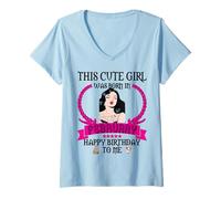 Mujer Esta Linda Chica nació en febrero Funny Feb Birthday Lady Camiseta Cuello V