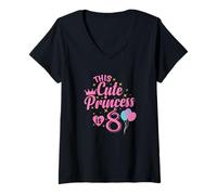 Mujer Esta Linda Princesa Tiene 8 años Camiseta Cuello V