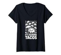 Mujer Está lloviendo Tacos - Humor Comida Divertido Camiseta Cuello V