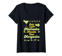 Mujer Esta Mamacita Necesita Margarita Española Mamá Día de la Madre Camiseta Cuello V