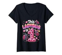 Mujer Esta Mariquita es una Familia de niñas de 1 año de Edad Camiseta Cuello V