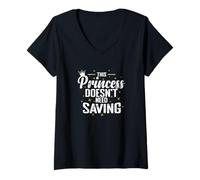 Mujer Esta Princesa no Necesita Salvar Camiseta Cuello V