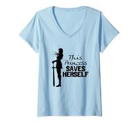 Mujer Esta Princesa se Salva a sí Misma Bookish Fairy Tale Feminista Camiseta Cuello V