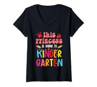 Mujer Esta princesa va al jardín de infantes Citas divertidas de la escuela Camiseta Cuello V