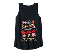 Mujer Esta Reina nació el 9 de noviembre 9 de noviembre Cumpleaños Camiseta sin Mangas