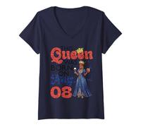 Mujer Esta Reina Nació En Agosto 08 Feliz Cumpleaños para Mí Mamá Camiseta Cuello V