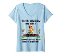 Mujer Esta Reina Nació En Mayo Orgullosa Mama Mexicana Mamá Tía Mamá Camiseta Cuello V
