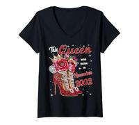 Mujer Esta Reina Nació en Noviembre 2002 Noviembre Cumpleaños Mujeres Camiseta Cuello V