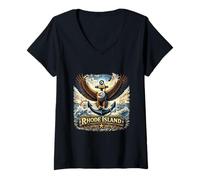 Mujer Estado del Patrimonio Marítimo de Rhode Island Eagle Camiseta Cuello V