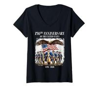 Mujer Estados Unidos 250 Aniversario Guerra Revolucionaria 1776 2026 Camiseta Cuello V