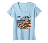 Mujer Estados Unidos 250 Aniversario Guerra Revolucionaria 1776 2026 Camiseta Cuello V