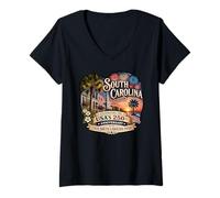 Mujer Estados Unidos 250 Aniversario Orgullo de Carolina del Sur Camiseta Cuello V