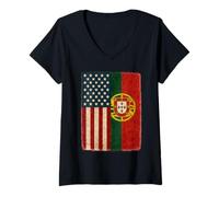 Mujer Estados Unidos Bandera Americana Portugal América Portuguesa Camiseta Cuello V