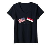 Mujer Estados Unidos Egipto Banderas Cruzadas Amistad EG Camiseta Cuello V