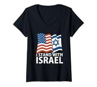 Mujer Estados Unidos Israel Banderas Arte Estoy con Israel Estrella de David Camiseta Cuello V