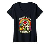 Mujer Estamos Todos En Esto Juntos como Rehenes Divertido Animal Retro Camiseta Cuello V