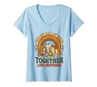 Mujer Estamos Todos Juntos como rehenes Funny Animal Retro 2 Camiseta Cuello V