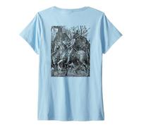 Mujer Estampado de Albrecht Durer en la Parte Trasera Caballero, la Muerte y el Diablo Camiseta Cuello V