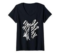 Mujer Estampado de rayas de cebra coqueta lazo mujeres niñas patrón de cebra Camiseta Cuello V