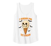 Mujer Estampado Espeluznante de Calavera en Forma de Cono de Halloween I Scream for Ice Cream Camiseta sin Mangas