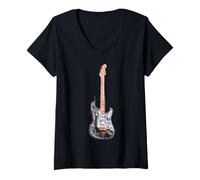 Mujer Estampado gráfico Guitar Music Lover Art Cool para Hombre y Mujer Camiseta Cuello V