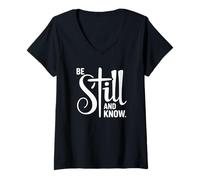 Mujer Estar quieto y Saber Camiseta Cuello V