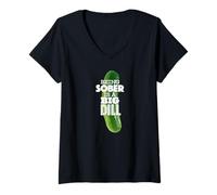 Mujer Estar Sobrio es un Gran eneldo Camiseta Cuello V