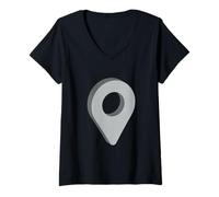 Mujer Estás aquí GPS Pin Ubicación de Viaje Camiseta Cuello V