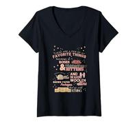 Mujer Estas Son Algunas de mis Cosas favoritas Navidad Camiseta Cuello V
