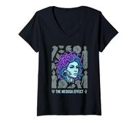 Mujer Estatua de Gorgona de la Mitología Griega Efecto Medusa Serpiente de Piedra Camiseta Cuello V