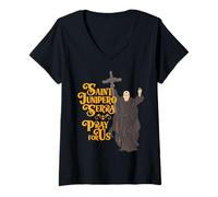 Mujer Estatua de San Junipero Serra Patrona Católica San Vocaciones CA Camiseta Cuello V