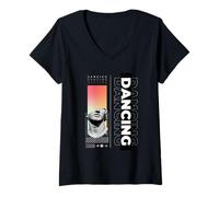 Mujer Estatua Griega Bailando Mito Escultura Arte Antiguo Historia Camiseta Cuello V