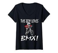 Mujer Este Chico ama BMX, BMX para niños Camiseta Cuello V