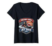 Mujer Este Chico ama el Propietario de Motos de Agua Jetskier Jetski Amante Adolescente EE.UU Camiseta Cuello V