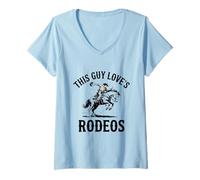 Mujer Este Chico ama los rodeos Western Cowboy Horse Riding Country Camiseta Cuello V