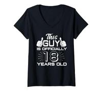 Mujer Este Chico es Oficialmente 18 años Regalo de cumpleaños 18 Camiseta Cuello V