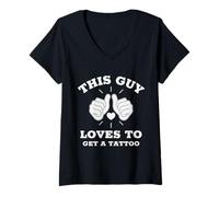 Mujer Este Chico le Encanta Hacerse un Tatuaje Camiseta Cuello V