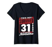 Mujer Este Chico sobrevivió a 31 años de ser un cumpleaños de Chicos Impresionantes Camiseta Cuello V