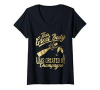 Mujer Este Cuerpo fue Creado por Champagne Camiseta Cuello V