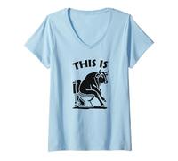 Mujer Este es Bullsht Bull Sentado En Un WC Divertido Vaca Sarcástica Camiseta Cuello V