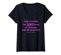 Mujer Este es el día en Que el Señor ha Hecho Las Escrituras Dios Salmo 118:24 Camiseta Cuello V