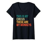 Mujer Este es mi Circo, Estos Son mis Monos, Retro, Vintage, Divertido Camiseta Cuello V