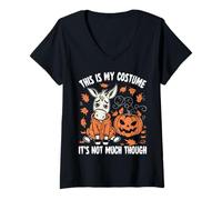 Mujer Este es mi Disfraz, Aunque no es Mucho, Halloween con burros Camiseta Cuello V