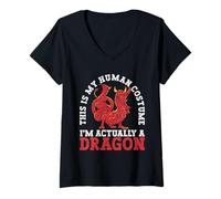 Mujer Este es mi Disfraz de Humano. De Hecho, Soy un dragón para Halloween Camiseta Cuello V