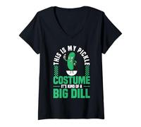 Mujer Este es mi Disfraz de pepinillo Disfraz de eneldo de Comida de Halloween Camiseta Cuello V