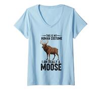 Mujer Este es mi Disfraz Humano. En Realidad Soy un Alce Camiseta Cuello V