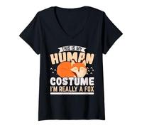 Mujer Este es mi Disfraz Humano. Realmente Soy un Animal Salvaje de Zorro Camiseta Cuello V