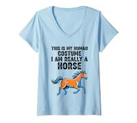 Mujer Este es mi Disfraz Humano, Soy Realmente un Caballo Camiseta Cuello V